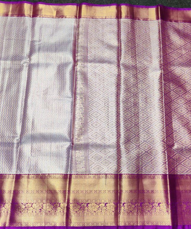 Kanchi pattu Semi Lavender Saree -KS37