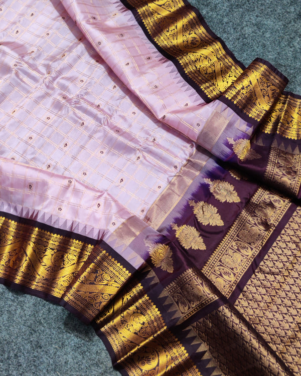 Gadwal check design pure silk- GPS41