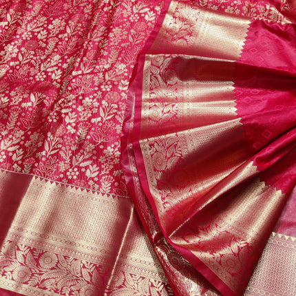 Kanchi pattu Semi Red Saree -KS56