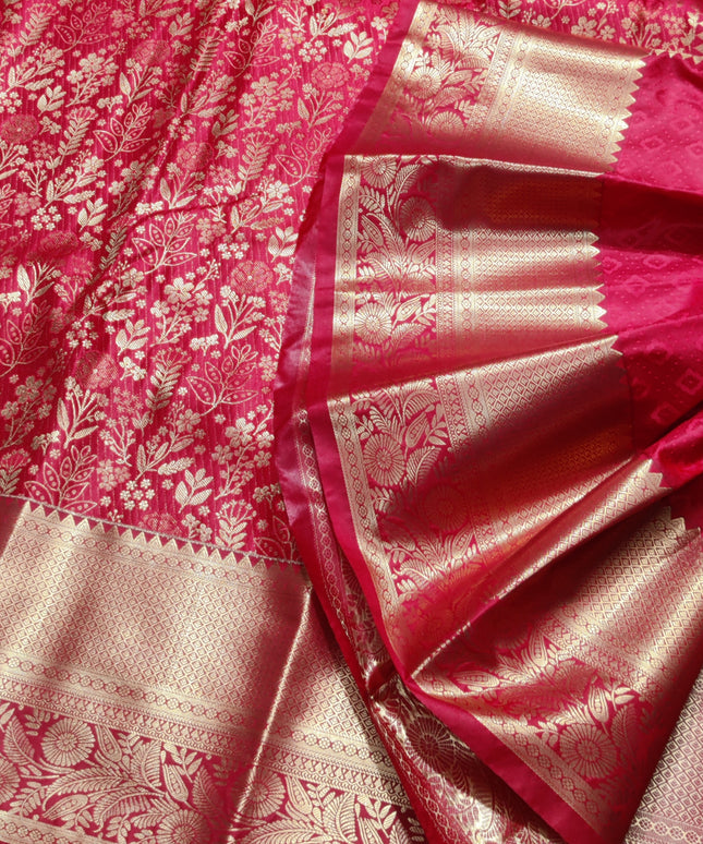 Kanchi pattu Semi Red Saree -KS56