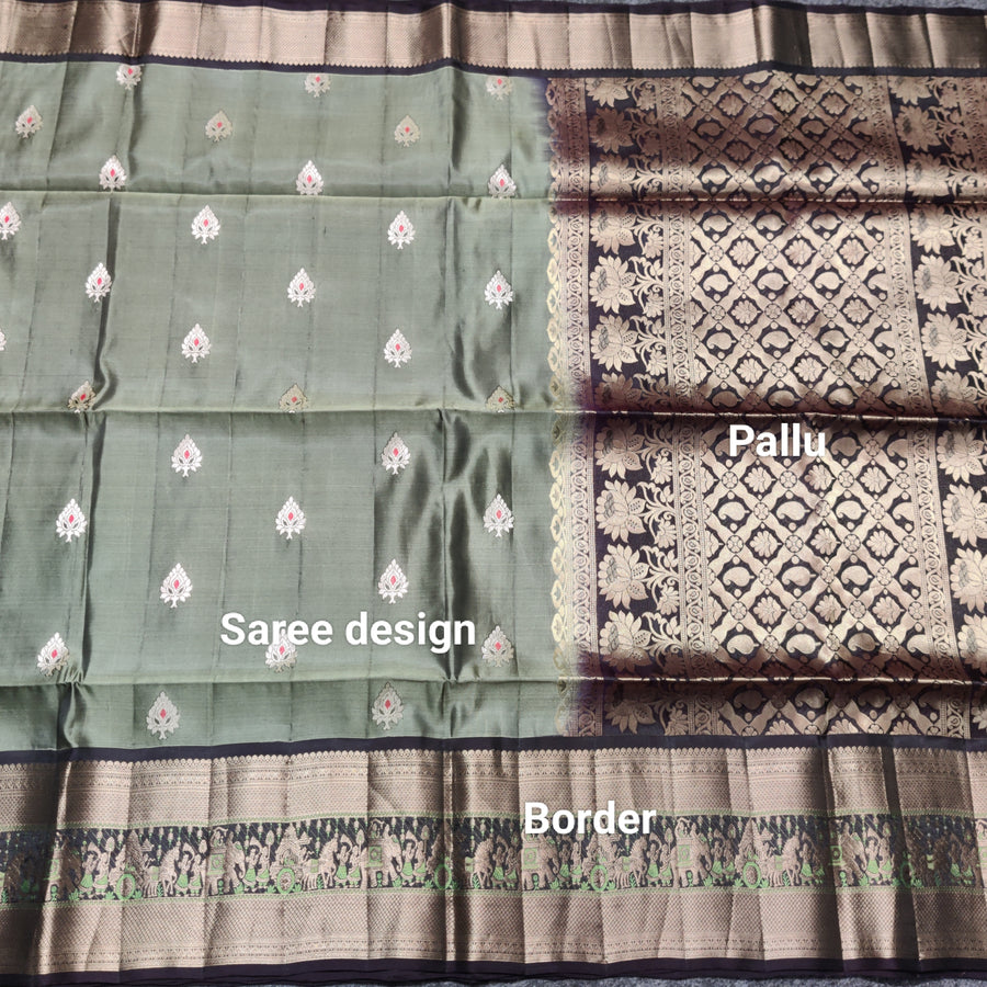 Meenakari kanchi lightweight pattu Saree - KMP140