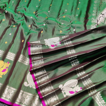 Gadwal Handloom Gap Border saree - GPS94