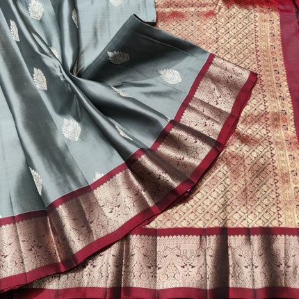 Kanchi pattu Small border saree - KMP91