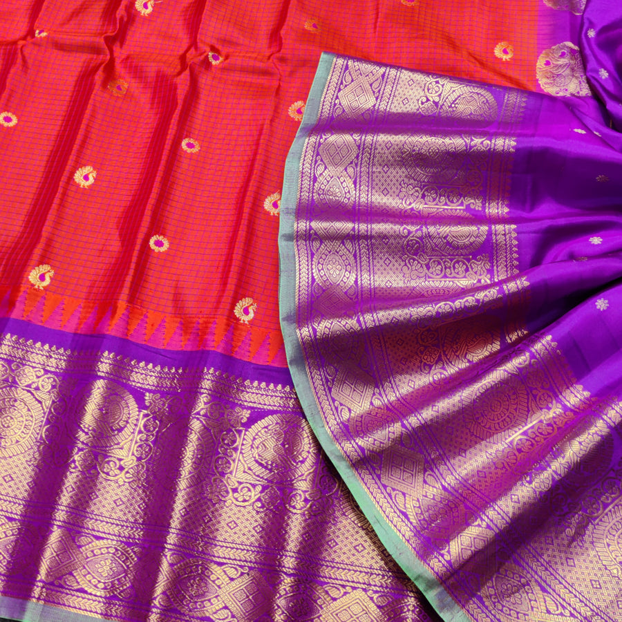 Gadwal check design pure silk- GPS35
