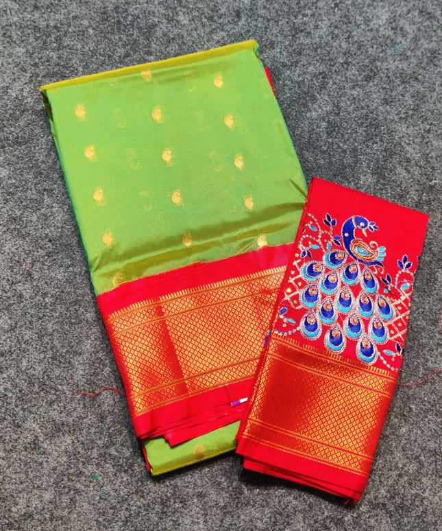 Gadwal Paithani Soft Silk Saree with work blouse- GSM14