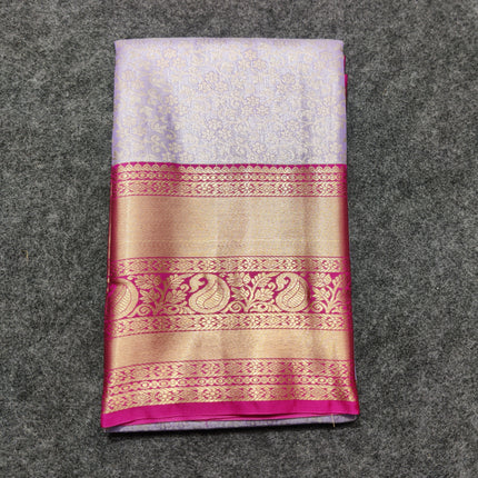 Kanchi pattu Semi Lavender Saree -KS41
