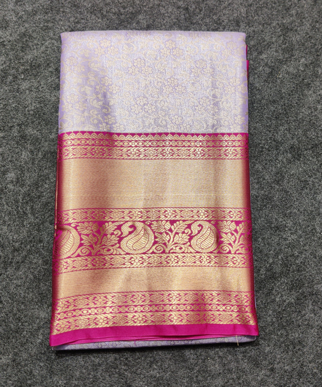 Kanchi pattu Semi Lavender Saree -KS41