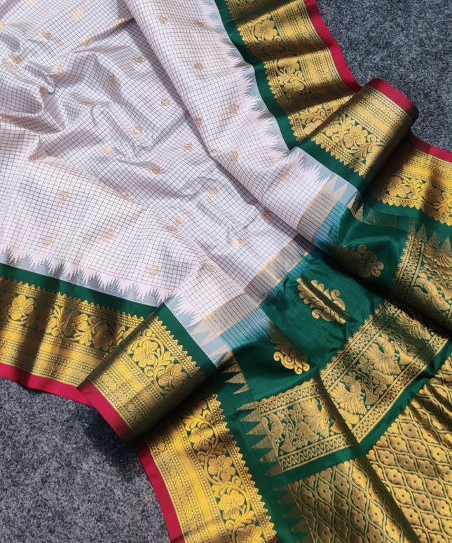 Gadwal Pure silk check Saree - GPS31
