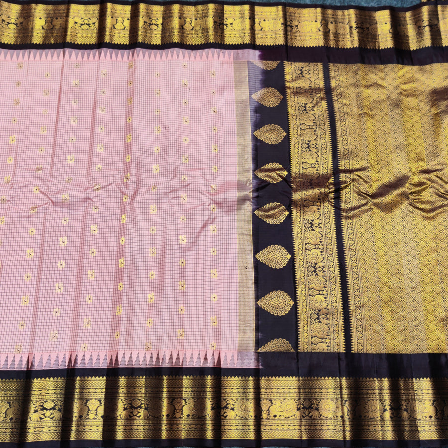 Gadwal check design pure silk- GPS23