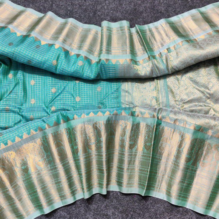 Gadwal check design pure silk- GPS08