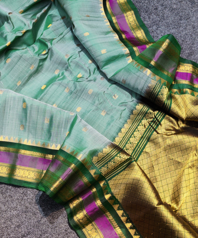 Gadwal Handloom Gap Border saree - GPS87
