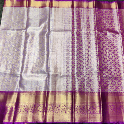 Kanchi pattu Semi Lavender Saree -KS36