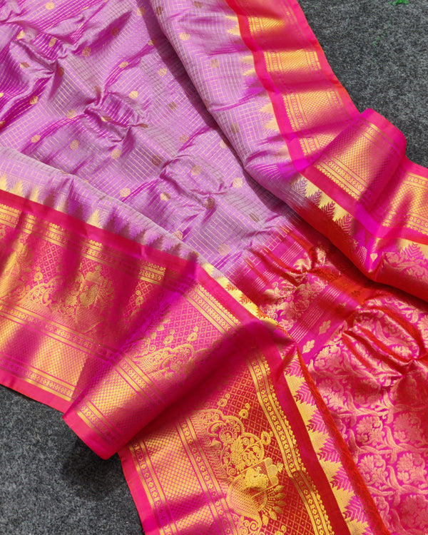 Gadwal check design pure silk- GPS142